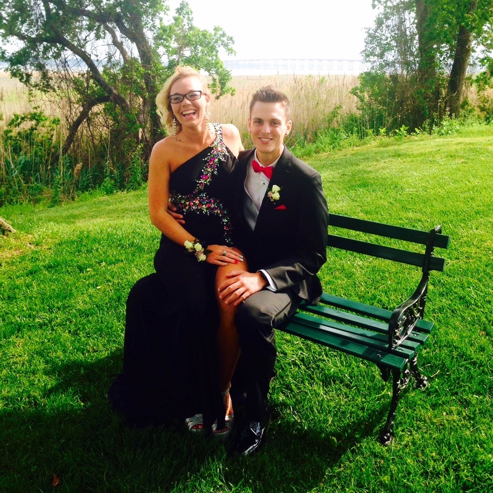 Black & Multicolor Sequin Prom Dress